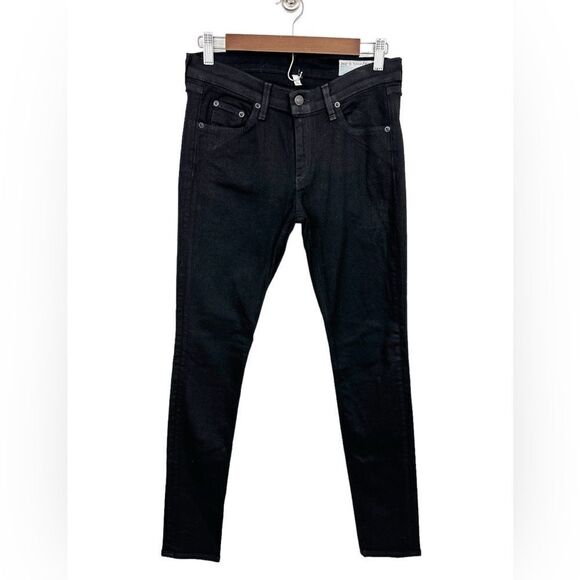 Rag & Bone Coated Black Mid Rise Skinny Jeans Size 29 - Picture 4 of 12